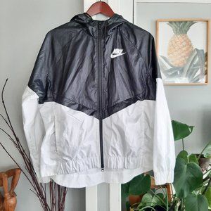 Black and White Nike Anorak Windbreaker.